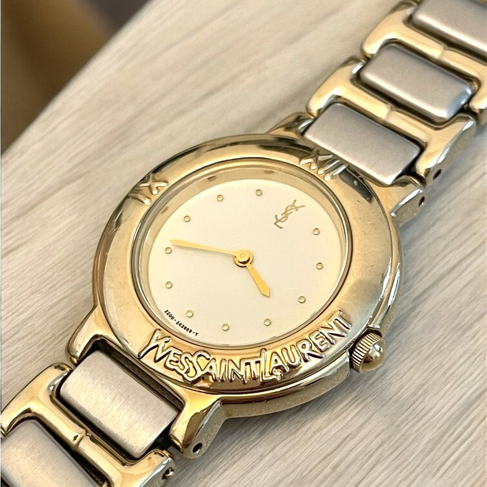 Yves Saint Laurent Two-Tone Gold and Silver Bracelet Watch - Picture 8 of 17